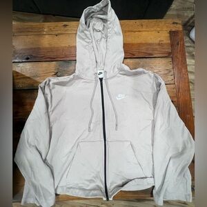Cream Nike cropped zip up hoodie
